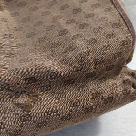 Vintage GUCCI Stirrup Hobo Micro GG Bag Leather Accents, Large - Picture 9 of 16